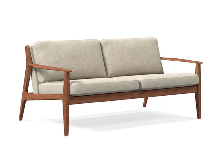 Sofa văng gỗ sồi kết hợp đệm phù hợp không gian phòng khách nhỏ hẹp